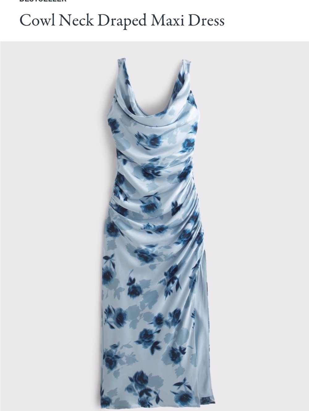 Abercrombie & Fitch Light Blue Floral Cowl Neck Maxi Dress